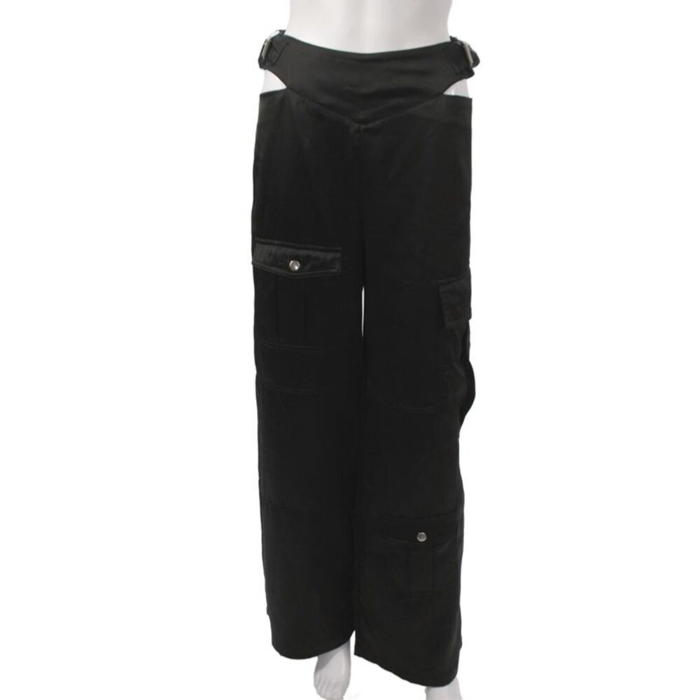 By Dyln Womens Black Cargo Pants Buckle 100% Polyester Gothic Size S